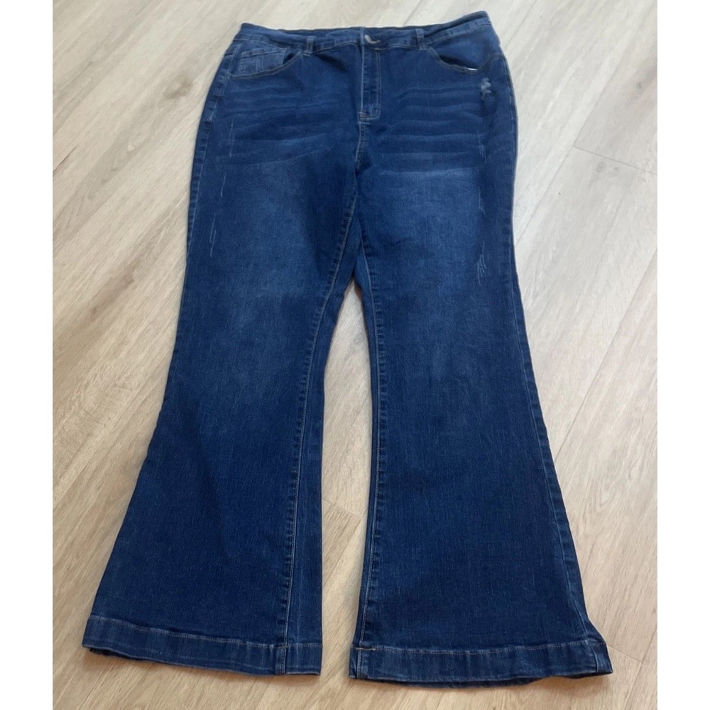 Shein Curve Denim Blue Jeans Women's 3XL Flare Leg High Rise Stretch Bootcut